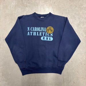 Vintage 80s NCAA North Carolina Athletics Champion Sweatshirt / NCAA Collegiate / Sportswear Crewneck / USA / Medium Navy image 1