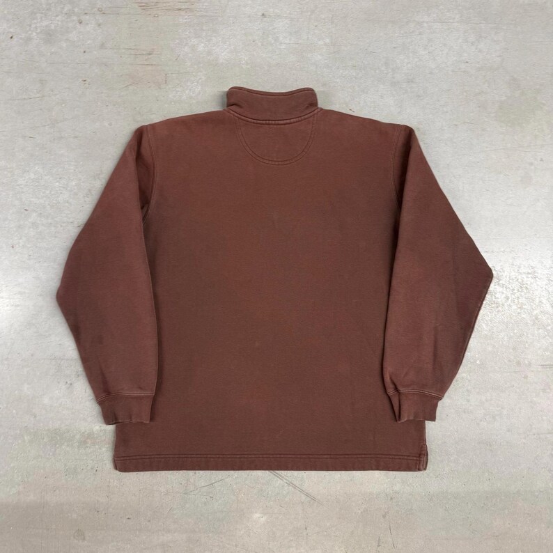 Sudadera Carhartt Sun Faded con cremallera de un cuarto, años 2000, vintage, ropa de trabajo, desgastada y con defectos, marrón mediano imagen 6