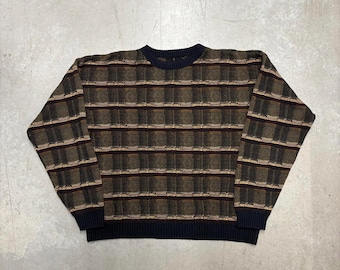 Suéter de punto con estampado de rayas vintage de los años 90 / Ropa de abrigo / Punto / Retro / Grande