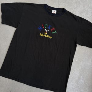 Vintage 90s Walt Disney Mickey Mouse Embroidered T-Shirt / Cartoon / Retro / USA / Extra Large Black image 3