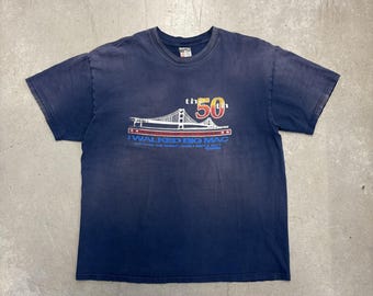 Vintage 2000s Big Mac Bridge Walk Sun Faded Graphic T-Shirt / Retro / Destination / USA / Extra Large Navy