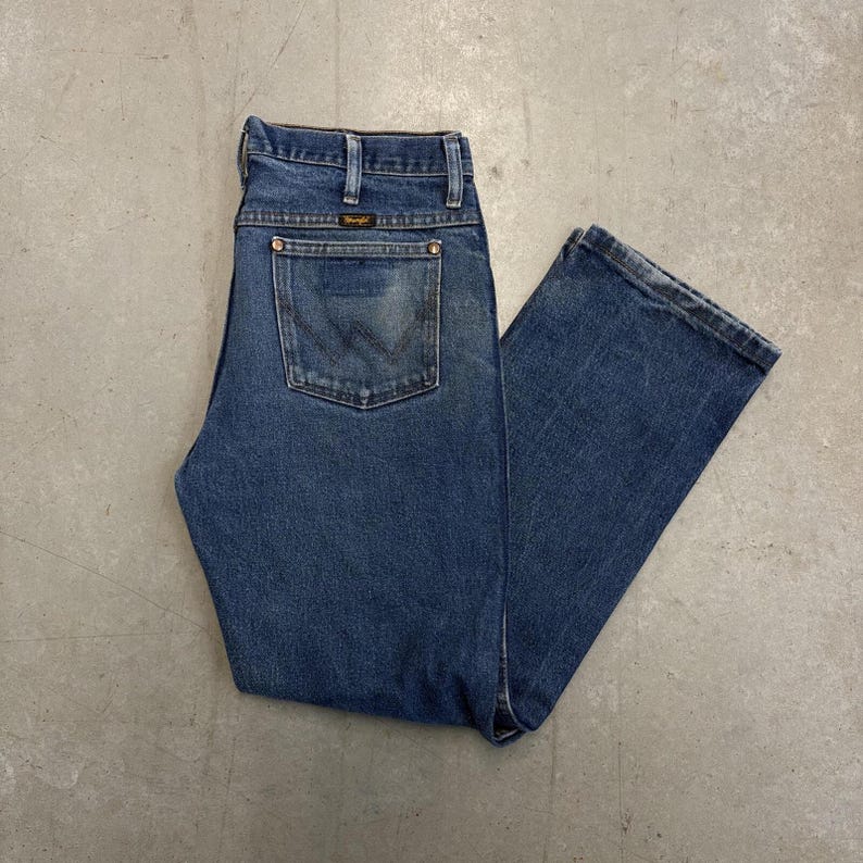 Vintage 90s Wrangler Faded Dark Wash Relaxed Jeans / Outerwear / Retro / USA / Size 32 image 1