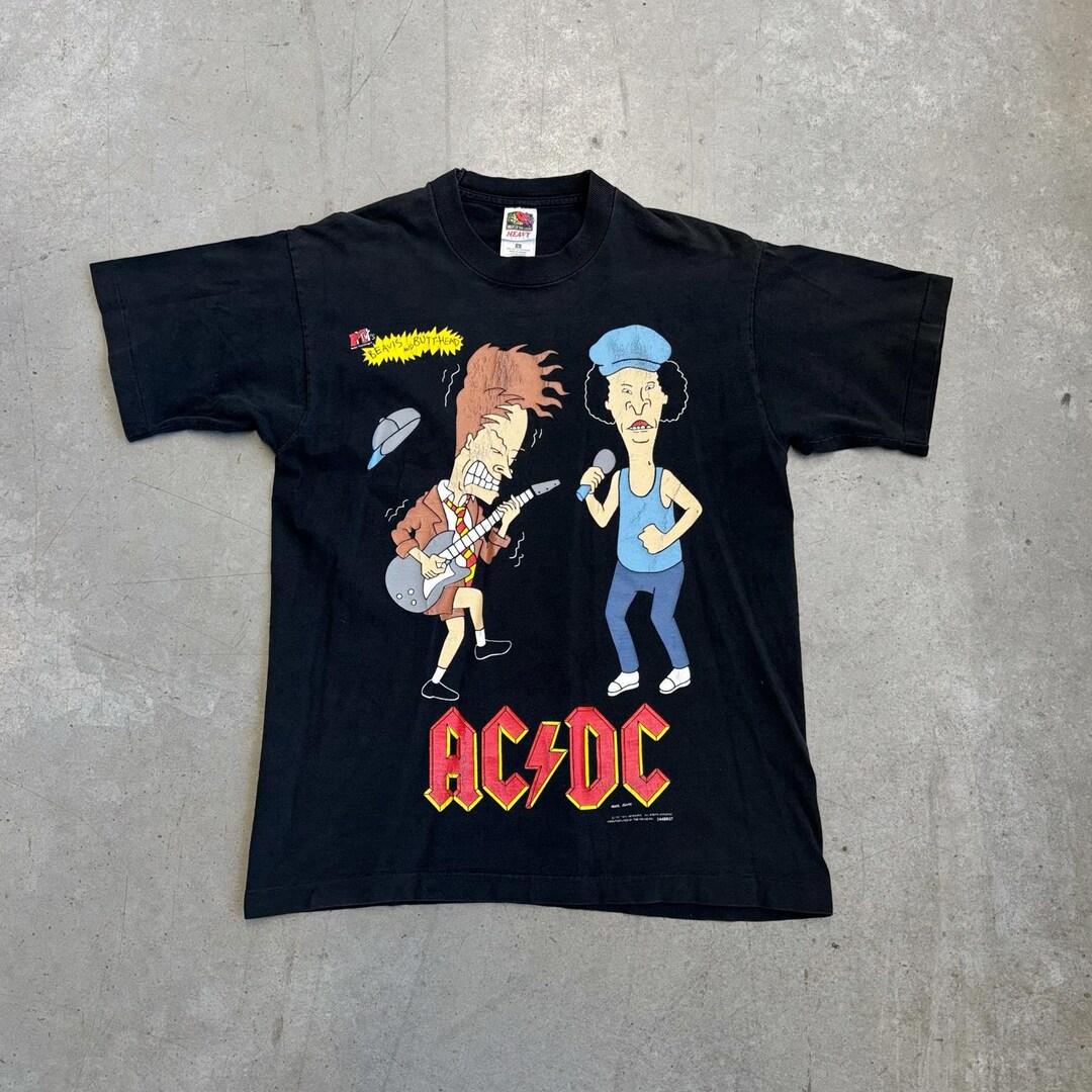 Vintage 90s AC/DC Beavis & Butthead Cartoon Band T-shirt / Music / Rock ...