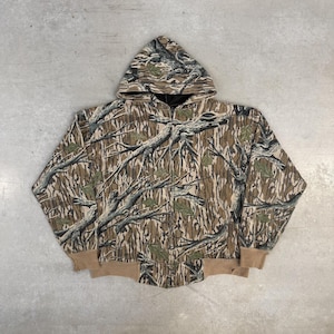 Sudadera con capucha y cremallera completa estilo vintage de los 90 con estampado de camuflaje Mossy Oak / Para exteriores / Camuflaje / Ligera / Marrón imagen 1