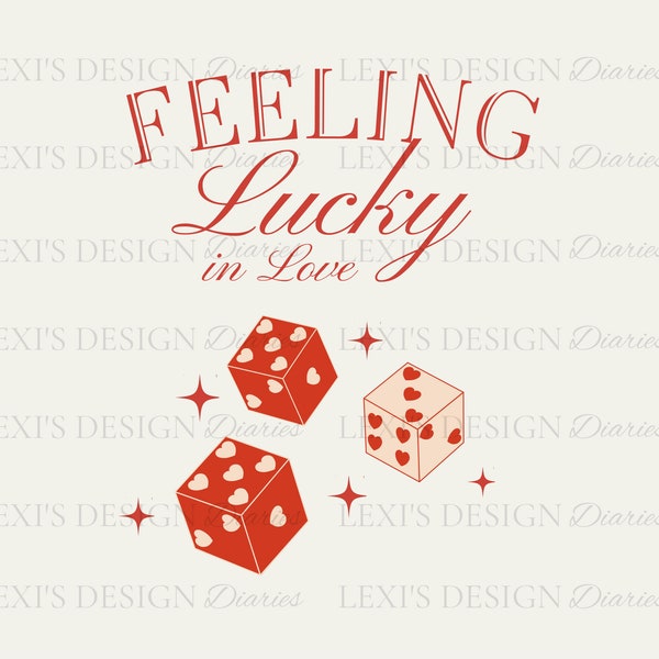 Editable Lucky in Love Bachelorette Design with Dice & Stars | Ideal for T-shirts, Sweaters, Tote Bags, Hats | Perfect for Casino/Las Vegas