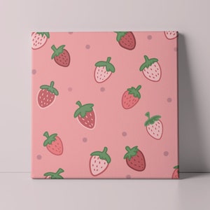 Art mural décoratif, Peinture décorative aux fraises, Esthétique, Affiche de fruits moderne, Cadeau pour anniversaire, Journée spéciale, Bébés