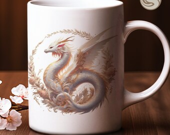 Owijka na kubek Dragon, projekt kubka 11oz i 15oz, sublimacja na kubek Dragon, owijanie kubka, kubek Dragon Lover Mug dragon, filiżanka kawy