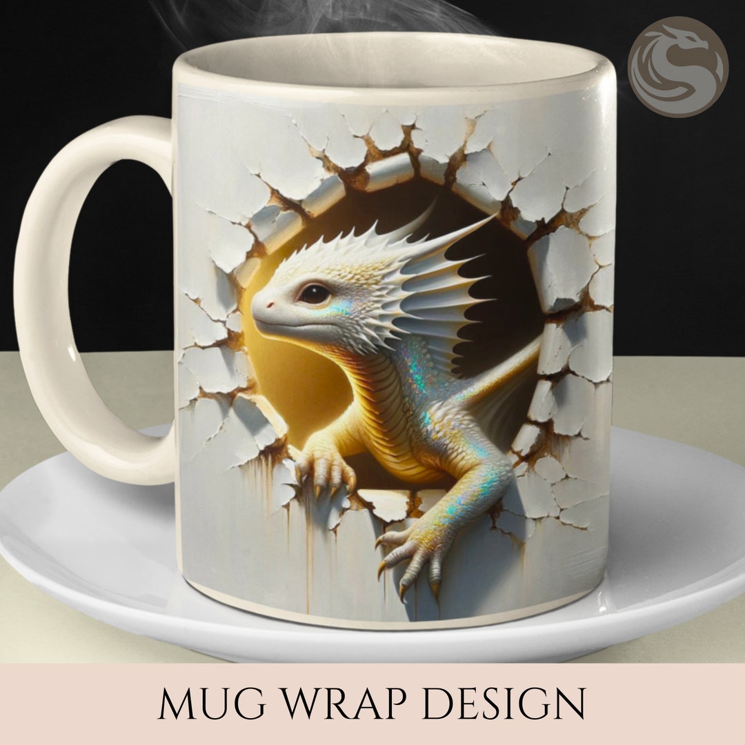 Adorable 3D Baby Dragon Mug Wrap - 11oz and 15oz Mugs, Sublimation ...