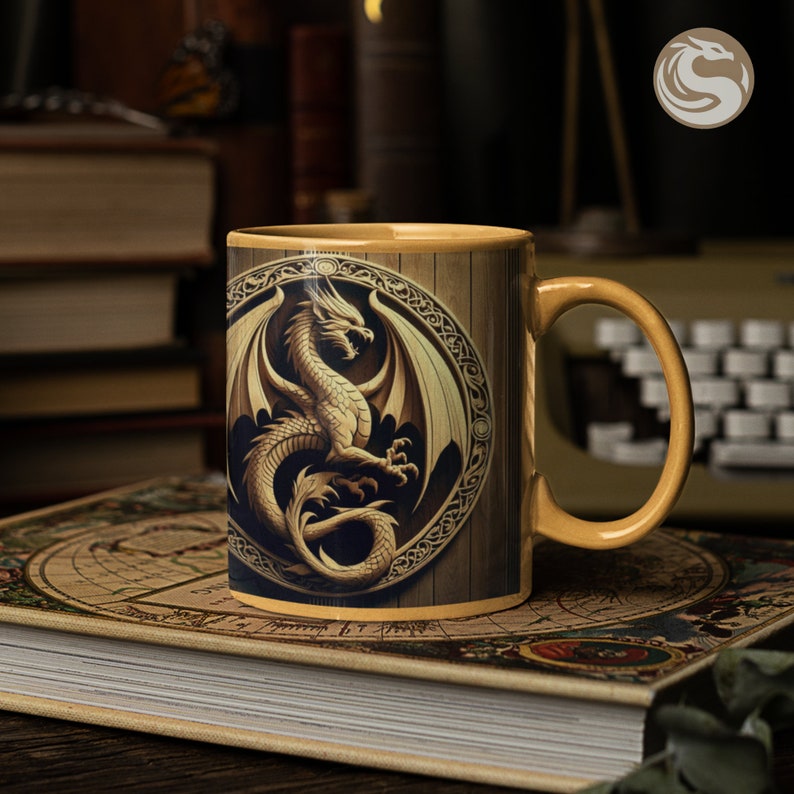 3D Wooden Dragon Mug Wrap, 3D Dragon Mug for 11oz and 15oz Mugs ...