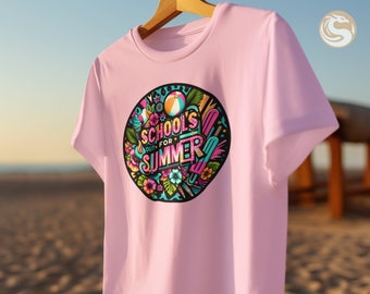 Diseño de sublimación vibrante de la escuela para el verano: perfecto para camisetas y prendas de vestir, gráficos coloridos de verano