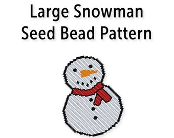 Beaded Pendant Pattern, Brick Stitch, Seed Bead Charm, Instant Download PDF File, Large Snowman
