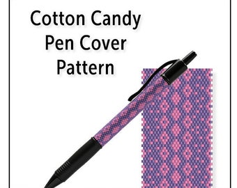 Beaded Pen Wrap Pattern, Even Count Peyote Stitch, Instant Downloadable PDF File, Cotton Candy