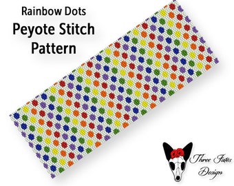 Beaded Bracelet Pattern, Two Drop Even Count Peyote Stitch, Instant Download PDF File, Rainbow Dots