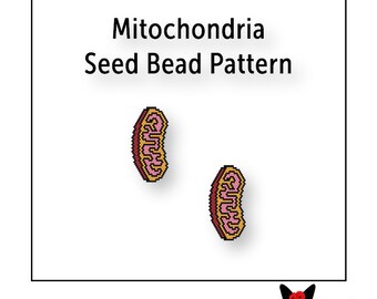 Beaded Earring Pattern, Brick Stitch, Seed Bead Charm, Instant Download PDF File, Mitochondria