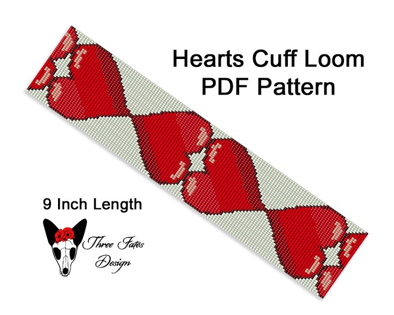 Hearts Seed Bead Bracelet Pattern Valentine's Day Etsy