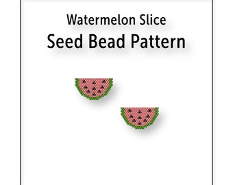 Beaded Earring Pattern, Brick Stitch, Seed Bead Charm, Instant Download PDF File, Watermelon Slice