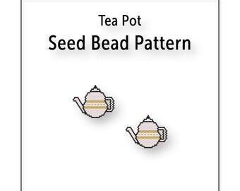 Beaded Earring Pattern, Brick Stitch, Seed Bead Charm, Instant Download PDF File, Tea Pot