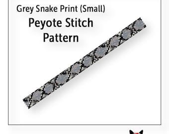 Beaded Bracelet Pattern, Even Count Peyote Pattern, Instant Download PDF File, Small Grey Snake Print