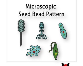 Beaded Earring Pattern, Brick Stitch, Seed Bead Charm, Instant Download PDF File, Microscopic