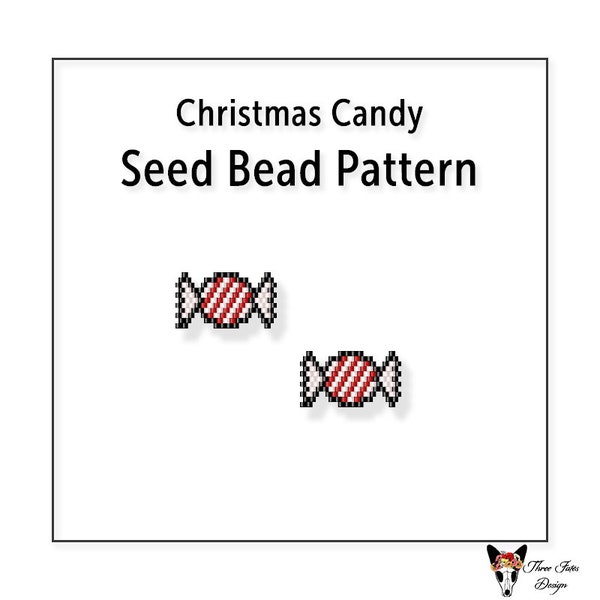 Beaded Earring Pattern, Brick Stitch, Seed Bead Charms, Instant Download PDF File, Christmas Candy