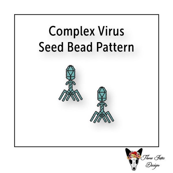 Beaded Earring Pattern, Brick Stitch, Seed Bead Charm, Instant Download PDF File, Complex Virus