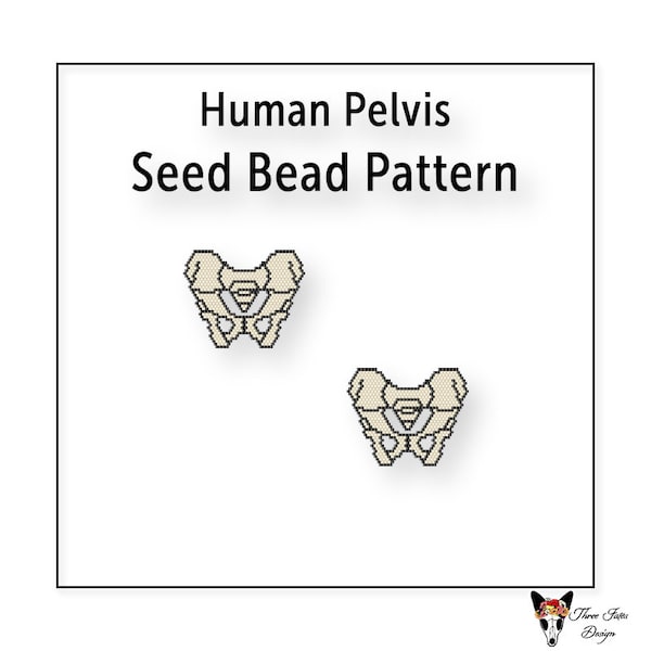 Beaded Earring Pattern, Brick Stitch, Seed Bead Charm, Instant Download PDF File, Human Pelvis