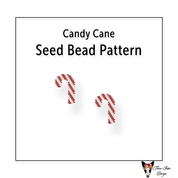 Beaded Earring Pattern, Brick Stitch, Seed Bead Charm, Instant Download PDF File, Candy Cane