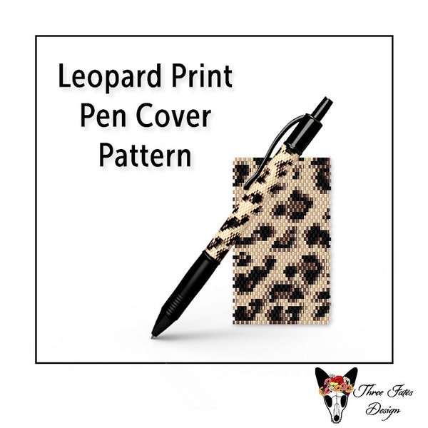 Beaded Pen Wrap Pattern, Even Count Peyote Stitch, Instant Downloadable PDF File, Leopard Print