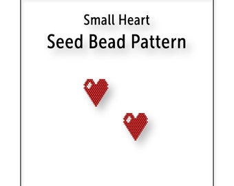 Beaded Earring Pattern, Brick Stitch Seed Bead Pattern, Instant Download PDF File, Small Heart