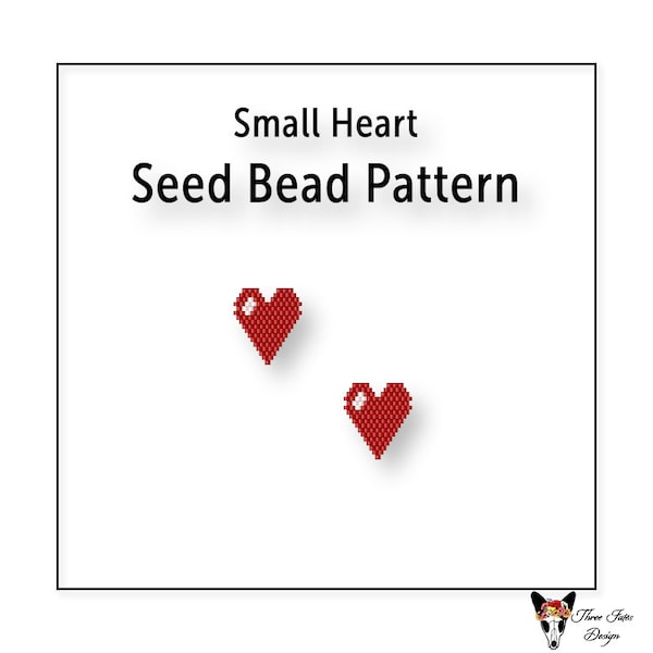 Beaded Earring Pattern, Brick Stitch Seed Bead Pattern, Instant Download PDF File, Small Heart