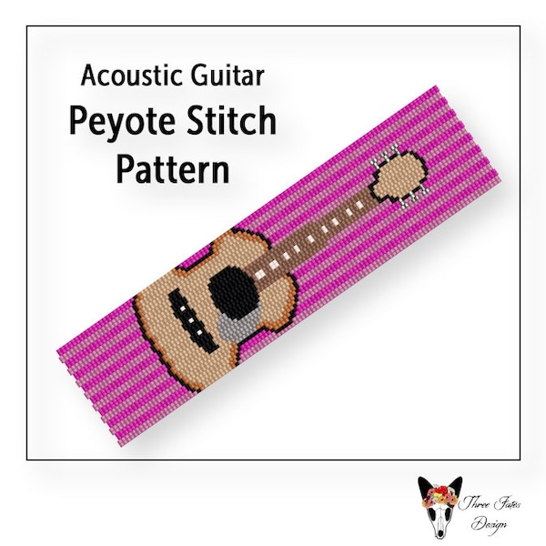 Modèle de bracelet de perles, deux gouttes, point peyotl pair, nombre de gouttes égal, fichier PDF à téléchargement immédiat, guitare acoustique