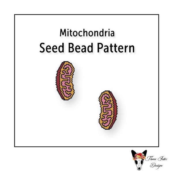 Beaded Earring Pattern, Brick Stitch, Seed Bead Charm, Instant Download PDF File, Mitochondria