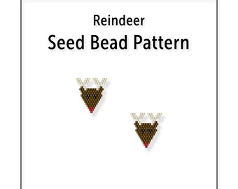 Beaded Earring Pattern, Brick Stitch, Seed Bead Charm, Instant Download PDF File, Reindeer