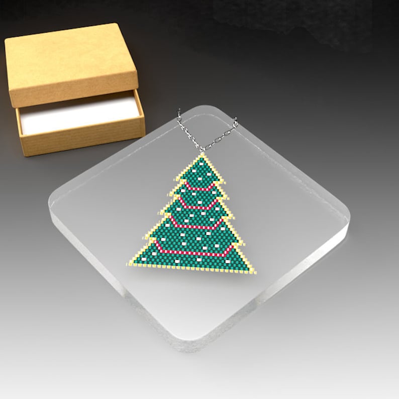 Beaded Pendent Pattern Holiday Brick Stitch Seed Bead Tutorial Christmas Tree Instant Download PDF File