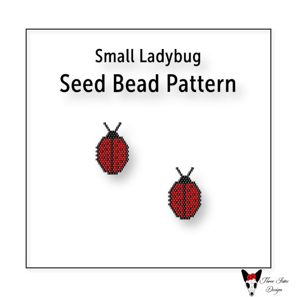 Beaded Earring Pattern, Brick Stitch, Seed Bead Charm, Instant Download PDF File, Small Ladybug