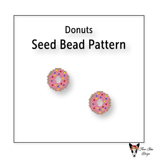 Beaded Earring Pattern, Brick Stitch Seed Bead Pattern, Instant Download PDF File, Donut