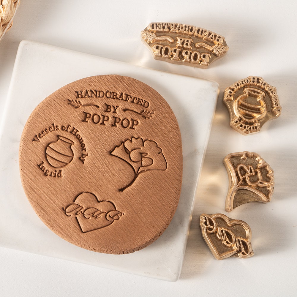 Gifts for Potters, Custom Ceramics Stamp, Custom Brass Stamp With