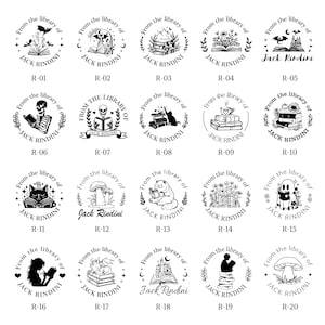 Meerdere ontwerpsjablonen beschikbaar, aangepaste boekembosser, uit de bibliotheek van, aangepaste rubberstempel, aangepaste inktstempel, aangepaste initialenstempel