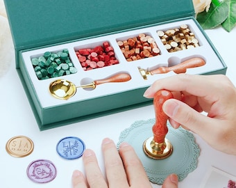 Wax Seal Stamp Set, Custom Wax Stamp, Custom Embossed Stamp, Custom Wedding Stamp, Custom Business Logo Stamp, Christmas Gift, Wax Beads