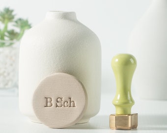 Gifts for Potters, Custom Ceramics Stamp, Custom Brass Stamp With Handle, Custom Pottery Stamp, Custom Personalized Clay Stamp, Clay Tools