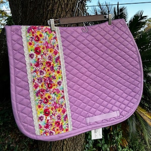 Floral English Saddle Pad: Custom Horseback Riding Equestrian Gift