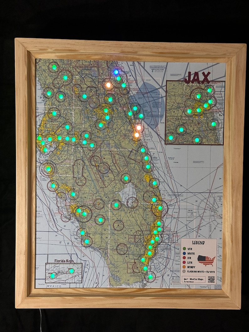 VFR Led Sectional Chart Florida JAX Included for Pilots (WIFI) - Etsy