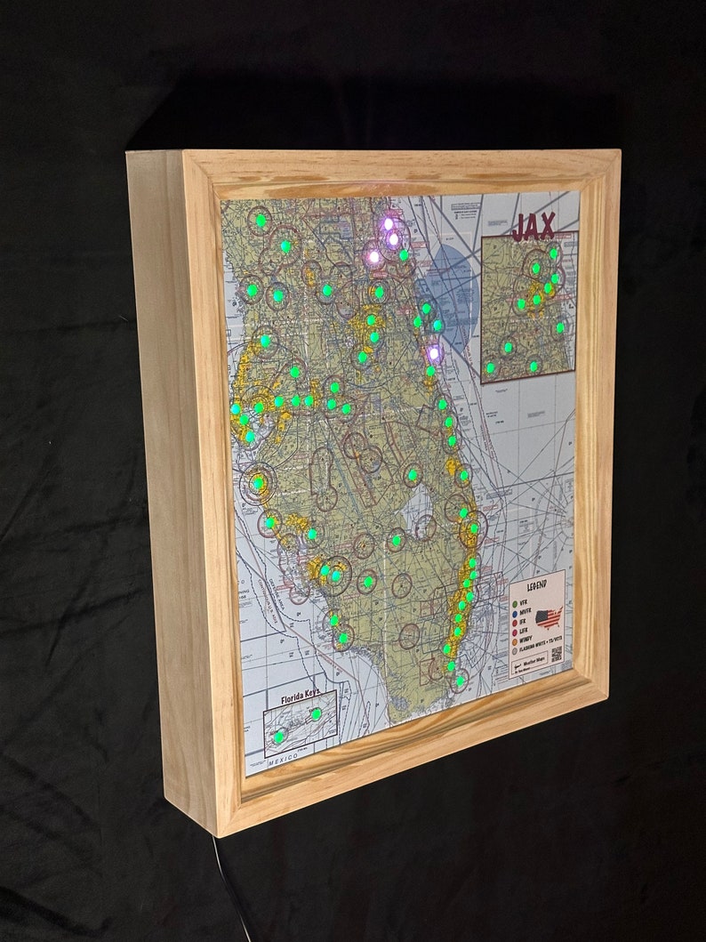 VFR Led Sectional Chart Florida JAX Included for Pilots (WIFI) - Etsy