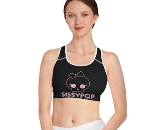 Goth Skull SissyPop Sports Bra | Sissy Femboy Top | Crossdress Bra | Transgender MtF