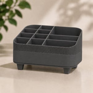 Makeup Organizer | Vanity Cosmetic Storage | Brush Holder | Desk Organizer | Bathroom Tray | Skincare Display Graphite Grey