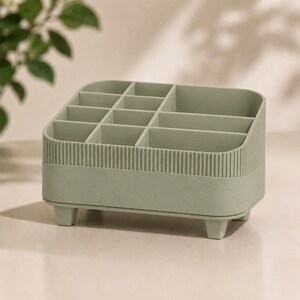 Makeup Organizer | Vanity Cosmetic Storage | Brush Holder | Desk Organizer | Bathroom Tray | Skincare Display Sage Green