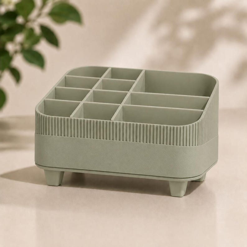 Makeup Organizer | Vanity Cosmetic Storage | Brush Holder | Desk Organizer | Bathroom Tray | Skincare Display Sage Green