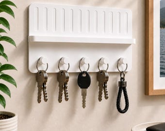 3D Printed Key Holder with Shelf, Modern Entryway Organizer