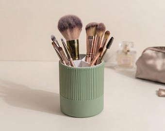 Modern Makeup Brush Holder, Cosmetic Storage Cup, Minimalist Vanity Accessory, Bathroom Counter Decor