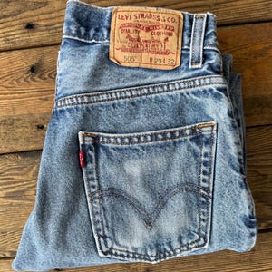 Vaqueros vintage LEVIS 505 Heavy Old School Denim para hombre, talla 29/32, ajuste regular, 100 % algodón